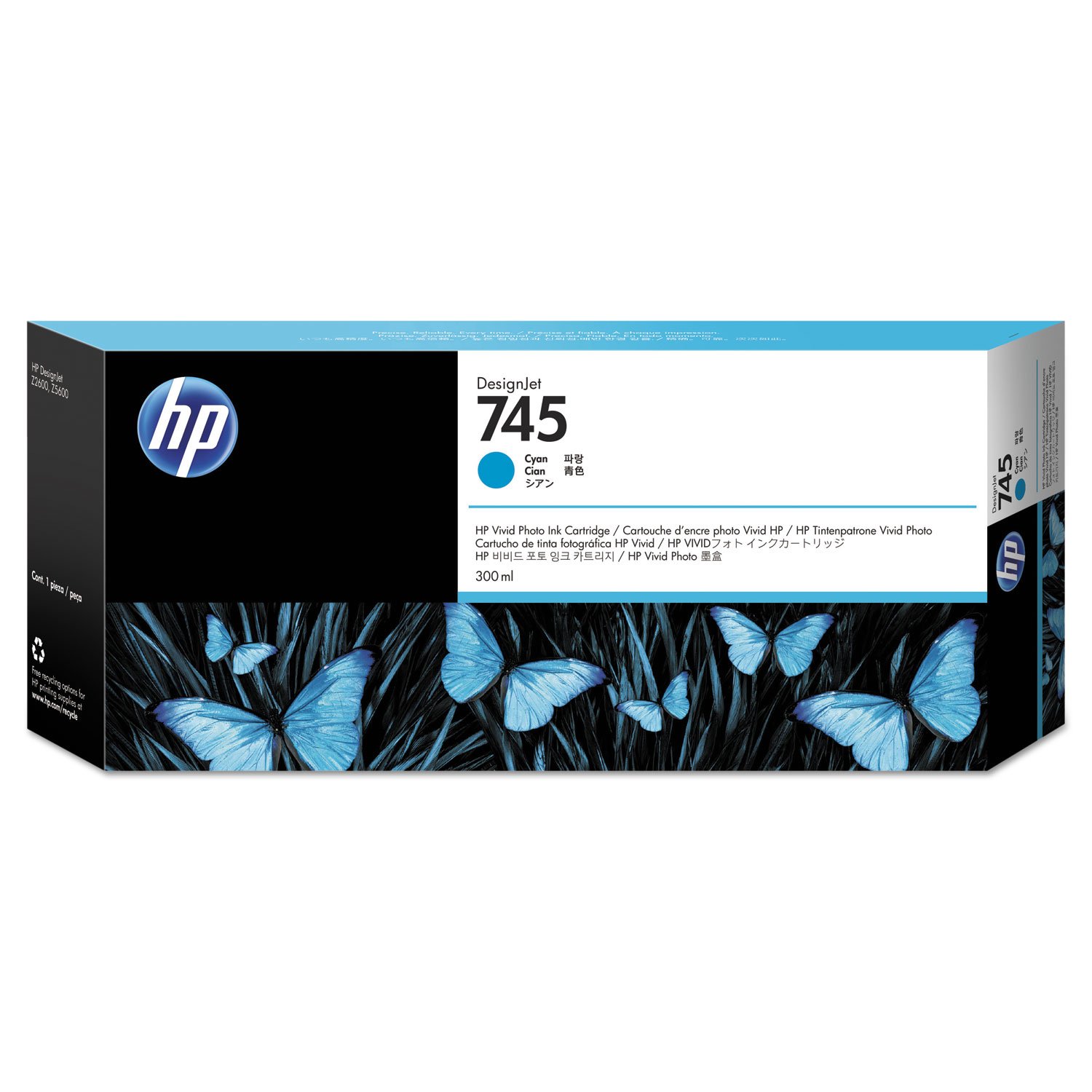 HP 745 Cyan High-Yield Ink Cartridge, F9K03A
