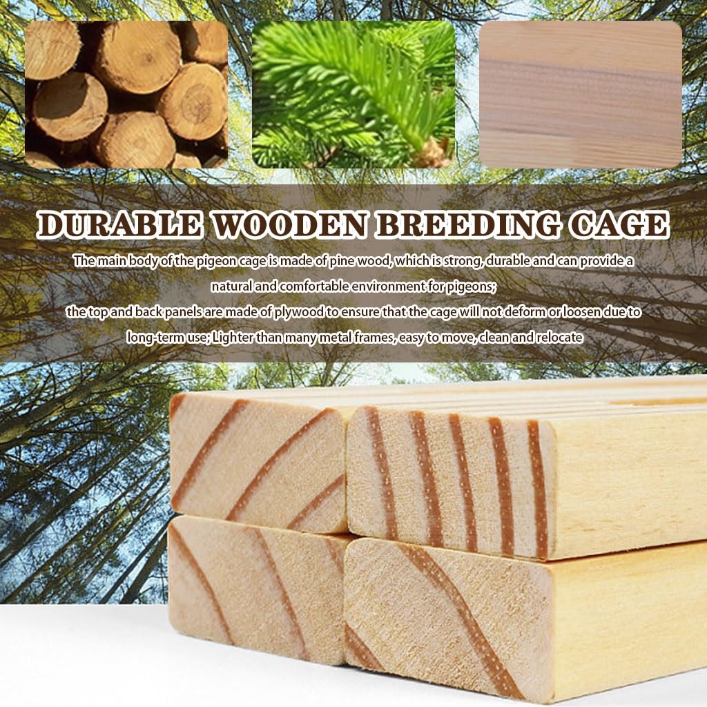 Jaula de Madera de 35 Pulgadas con 3 Puertas y Gran Capacidad, aviario Interior Duradero para Palomas, fácil de Limpiar y Montar, Loros, Palomas y pájaros pequeños.