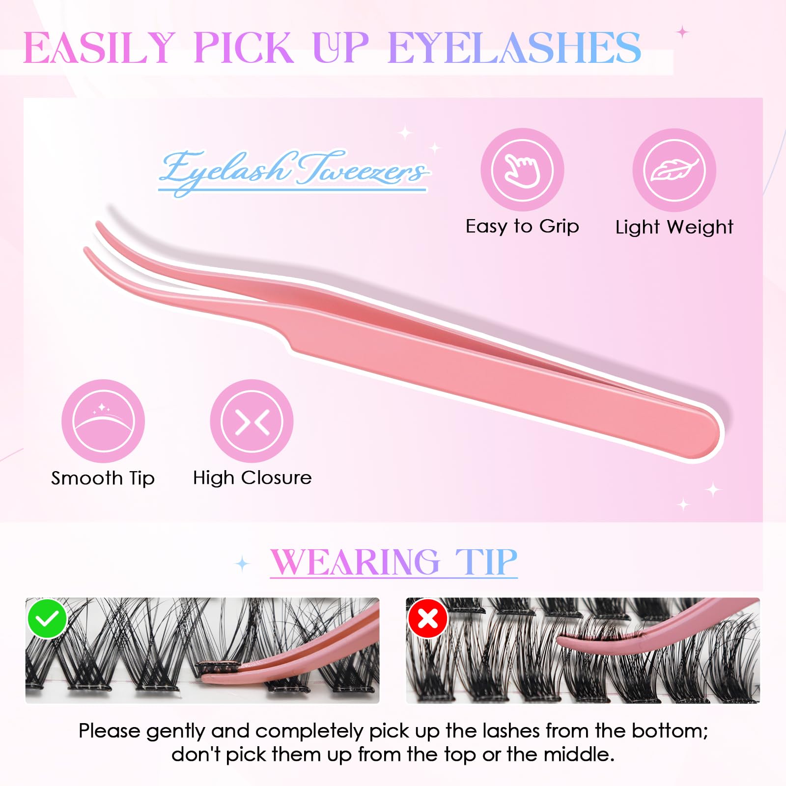 INPING Samoprzylepne sztuczne rzęsy, 2 style puszystych rzęs włos po włosie Objętość Lashes bez kleju, przedłużki rzęs z pęsetą dla początkujących DIY Lashes wielokrotnego użytku, 8-16 mm