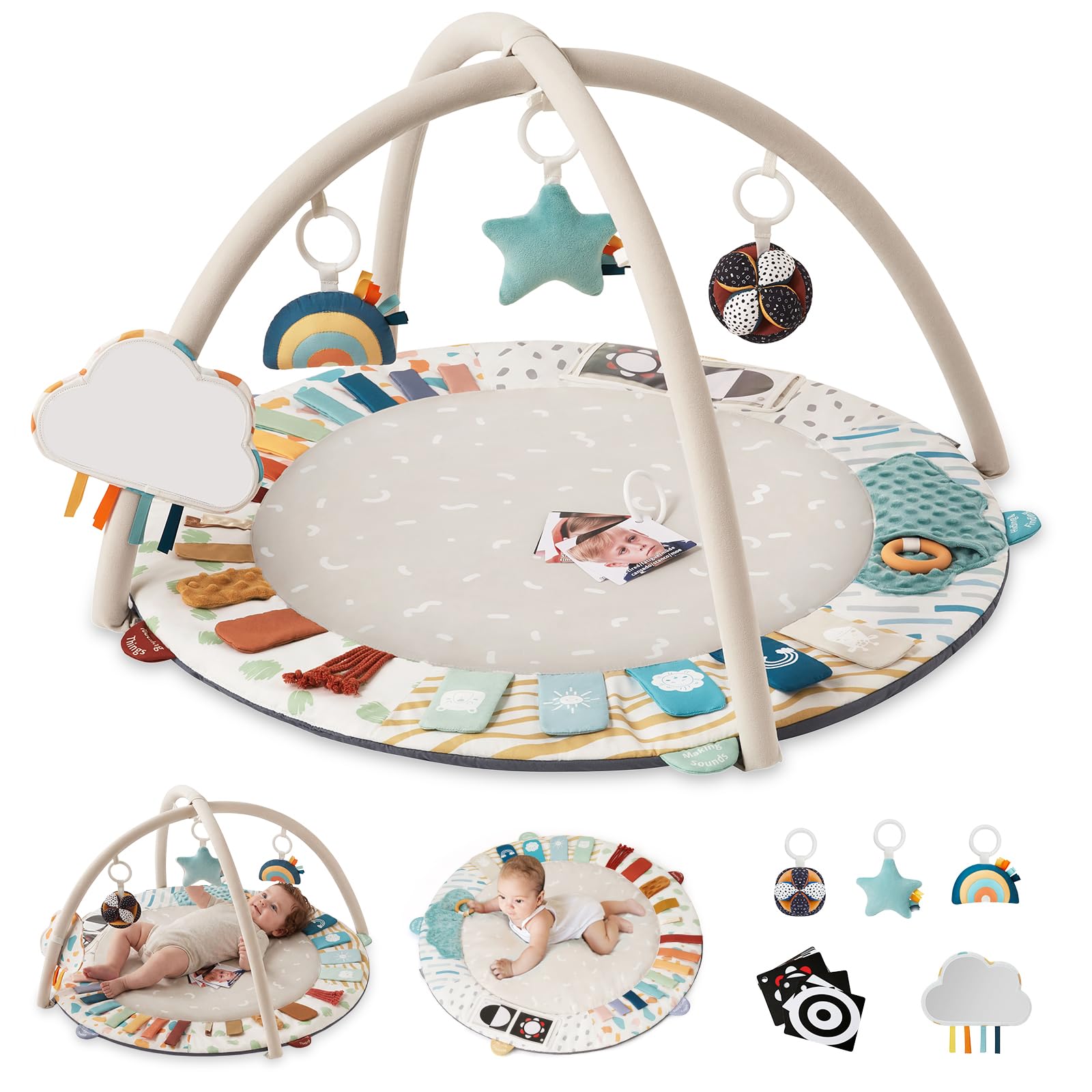 Blissful Diary Baby Play Gym, 5 Development Zones Activity Tummy Time Mat | 5 Sensory Toys, Stage-Based Motor & Sensory Devel