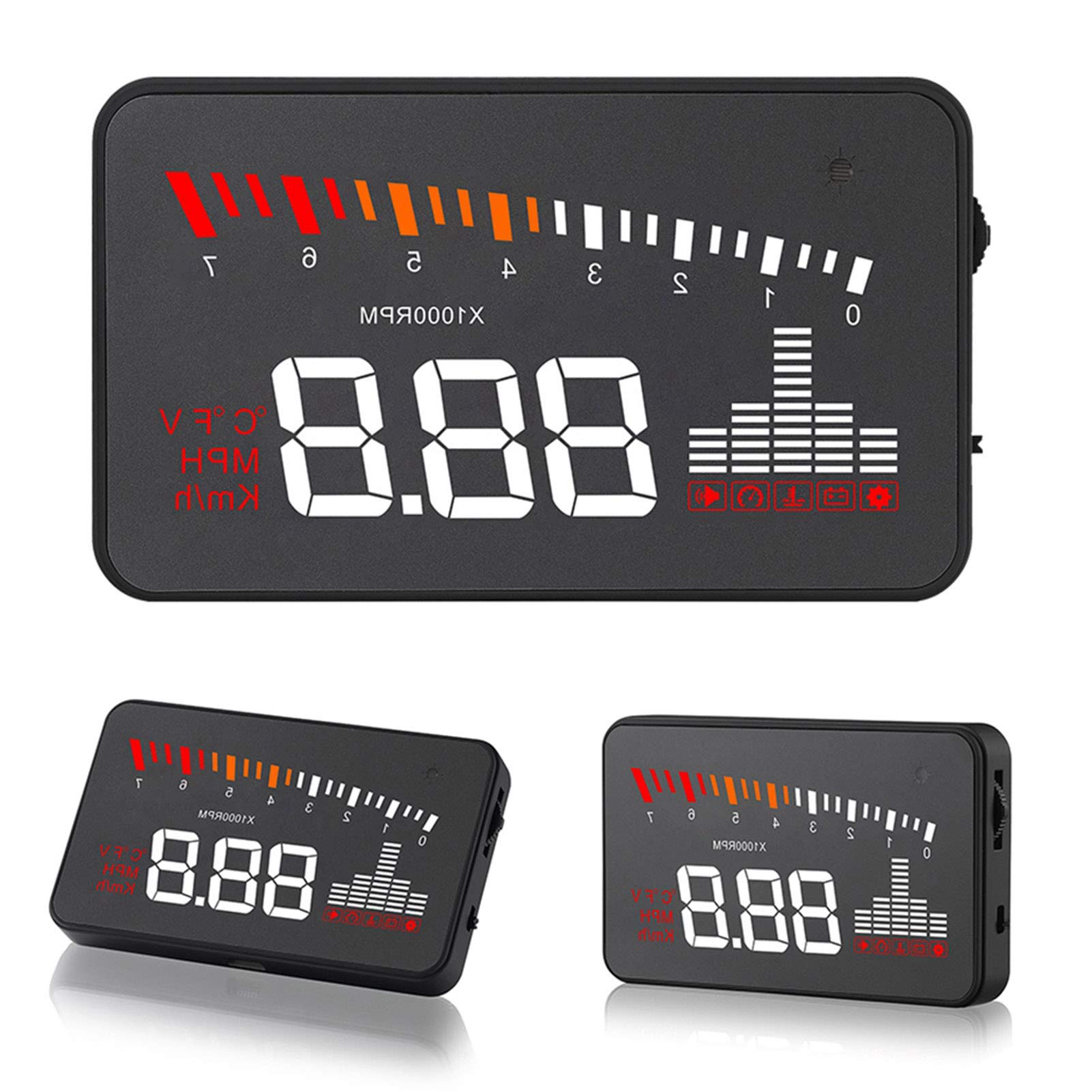 KIMISS Uniwersalny wyświetlacz HUD 3,5" dla samochodu z systemem OBD2-X5 - alarm, ostrzeżenia