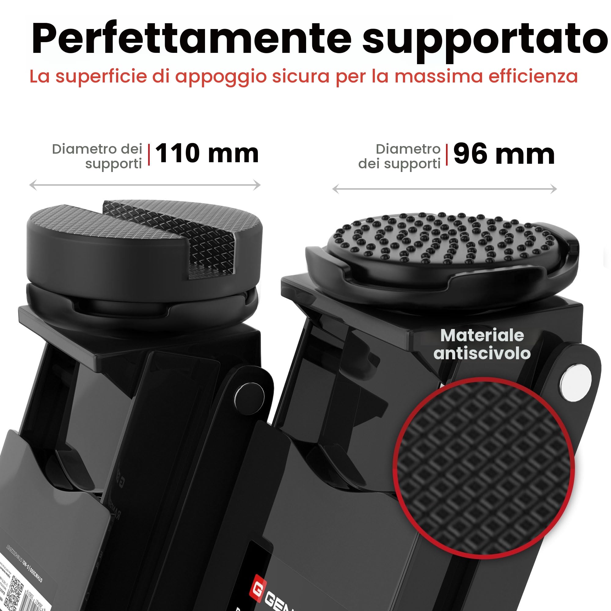 Cric Idraulico 3T 75 505 mm Professionale Auto SUV Sollevatore Pesante Ruote 360° Nero