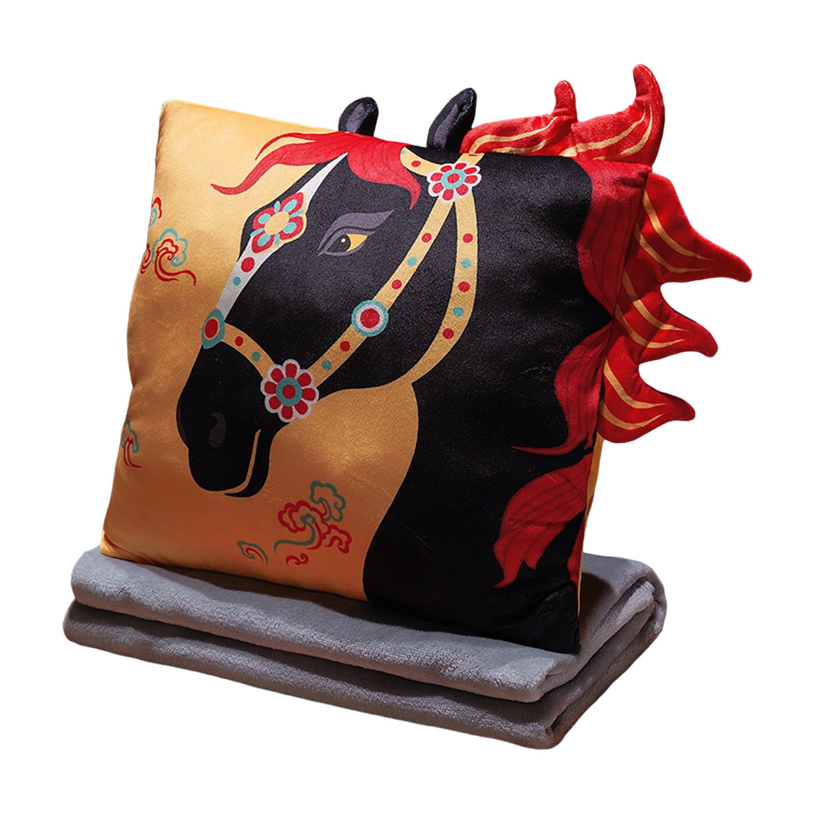 Coussin chauffe-mains cheval chinois, cadeau idéal pour sieste de bureau