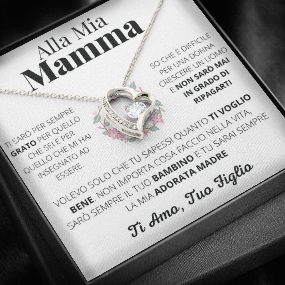 Luna Jewel Idea Regalo Mamma Collana oro o argento, con cofanetto led e messaggio, ciondolo donna, gioielli, per lei, idee compleanno, madre, festa della mamma