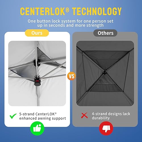 Miniatura 3 de CROWN SHADES Tienda de campaña desplegable de 10 x 10, toldo comercial instantáneo con toldo extensible, bloqueo central patentado, tela recubierta
