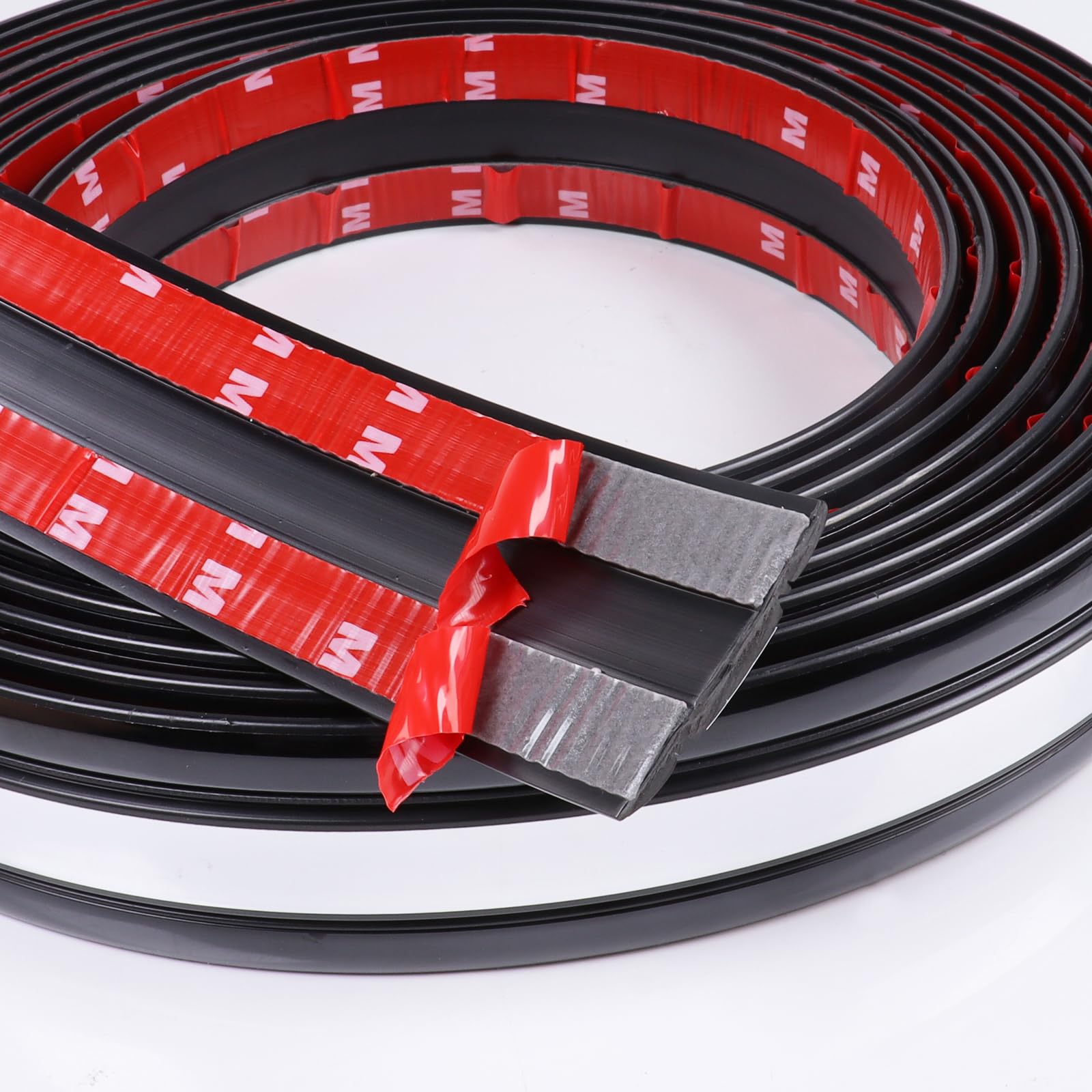 Tira de moldura para automóviles – 43 mm de ancho negro con borde lateral plateado del cuerpo (autoadhesivo) para puerta de coche/camión a prueba de arañazos (12 pies)