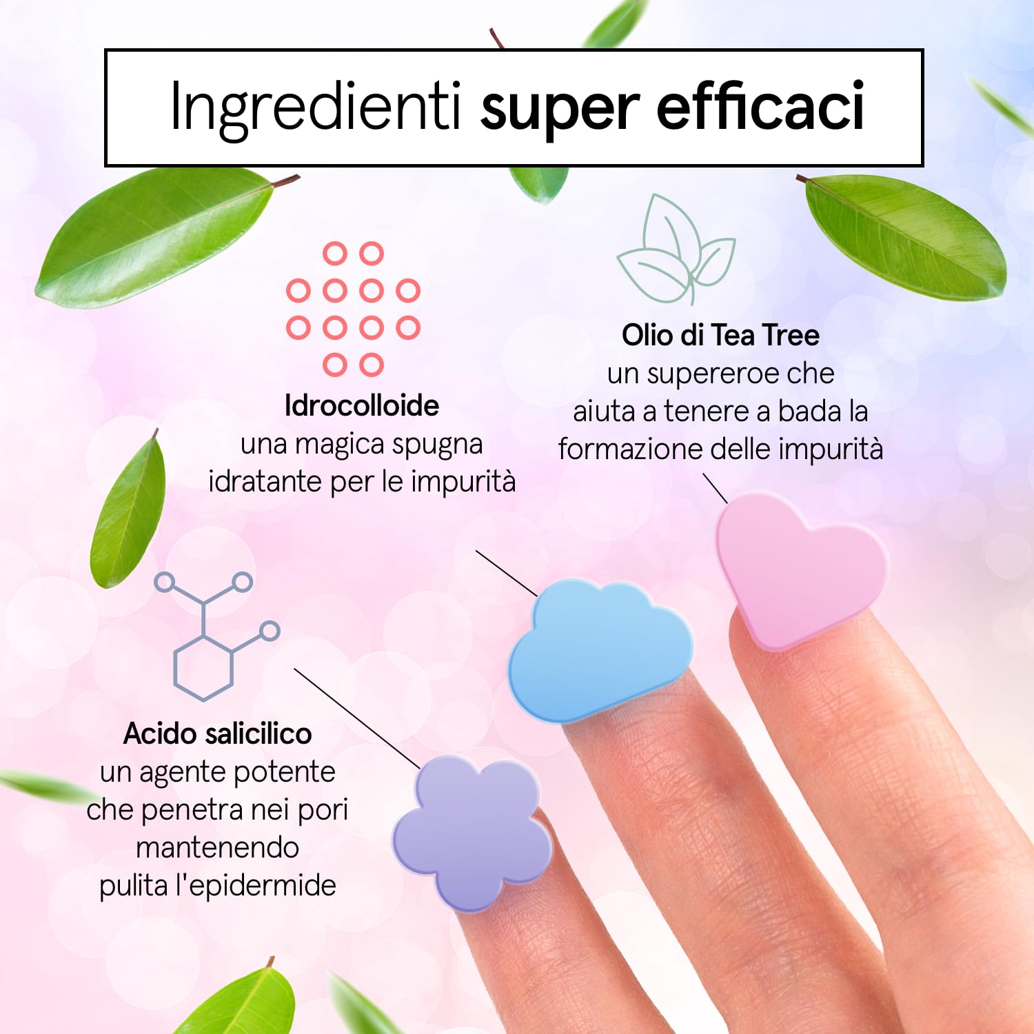 grace & stella Cerotti Idrocolloidali e Anti Imperfezioni Viso - Hydrocolloid Patch Dermatologicamente Testati, Vegan, Cruelty-Free [Misti, 72 Pezzi]