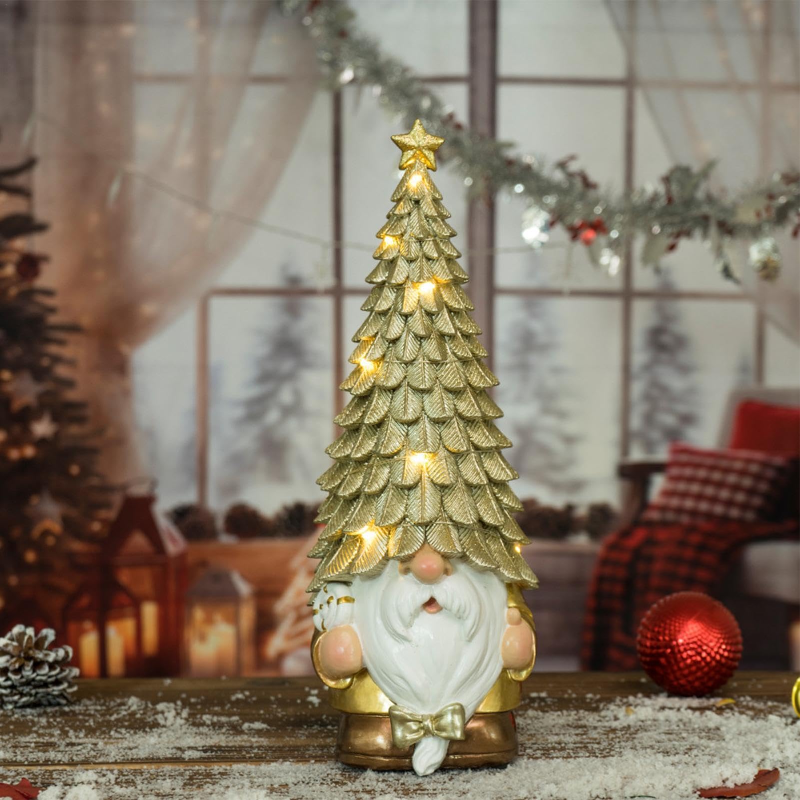 Christmas Gnomes Decorations | Garden Gnome Figurines | Christmas Tree Hat