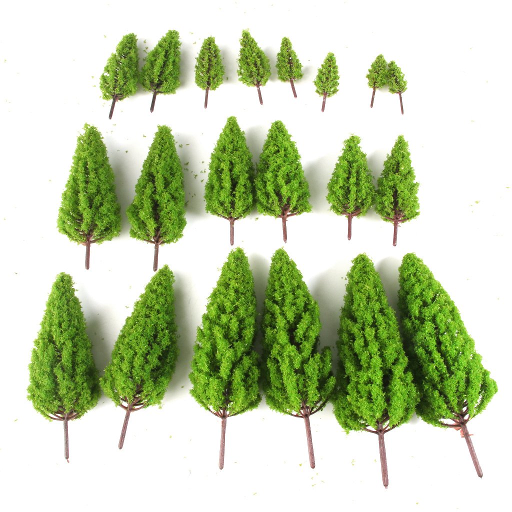 #N/A/a Set di 20 Alberi a Forma di Torre della Vegetazione del Paesaggio del Treno, Modelli in Scala 1 / 50-1 / 400 - Verde, 111