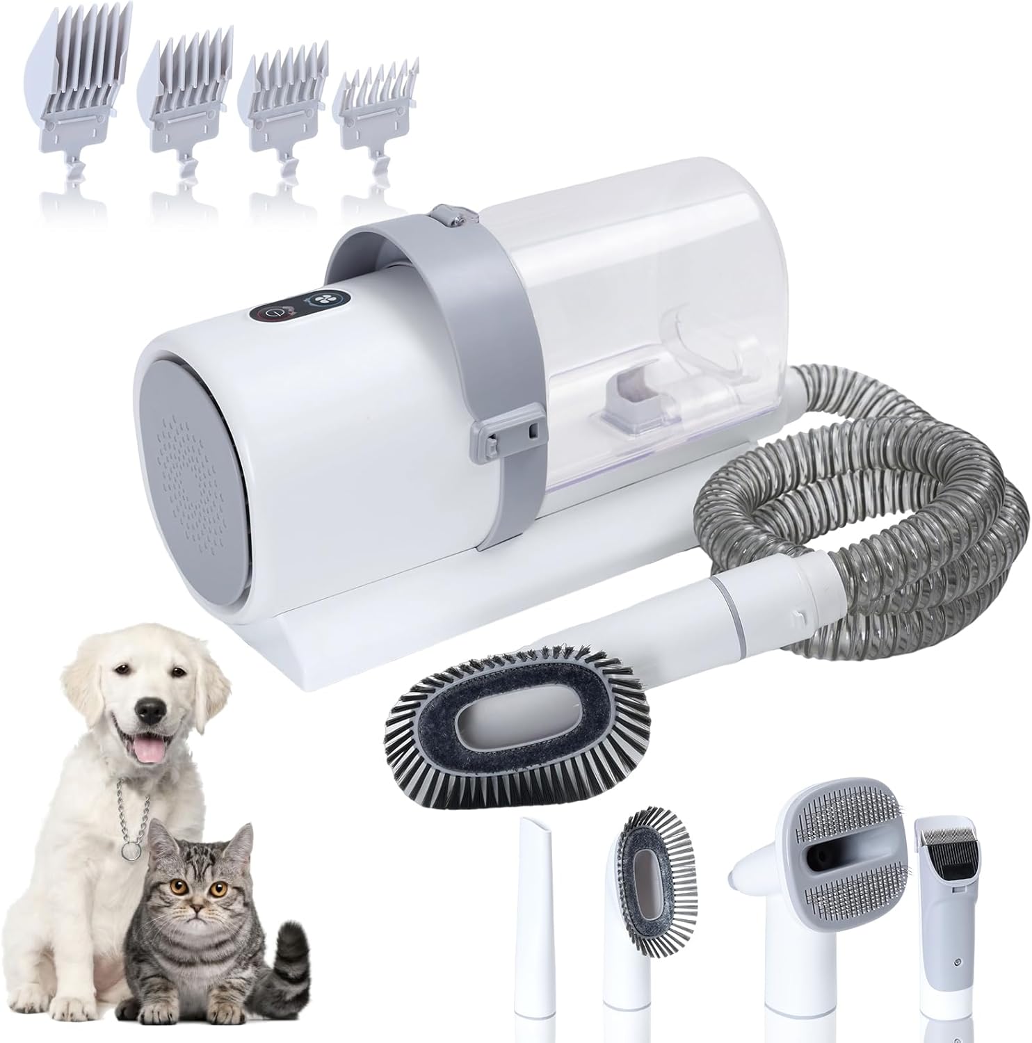 Pet Grooming Vacuum Dog Hair Vacuum and Grooming Kit, Pet Grooming Vacuum with 4 Limited Combs, 2.5L Dust Cup Dog Brush Vacuum with Grooming Tools for Shedding Pet Hair 1 Set