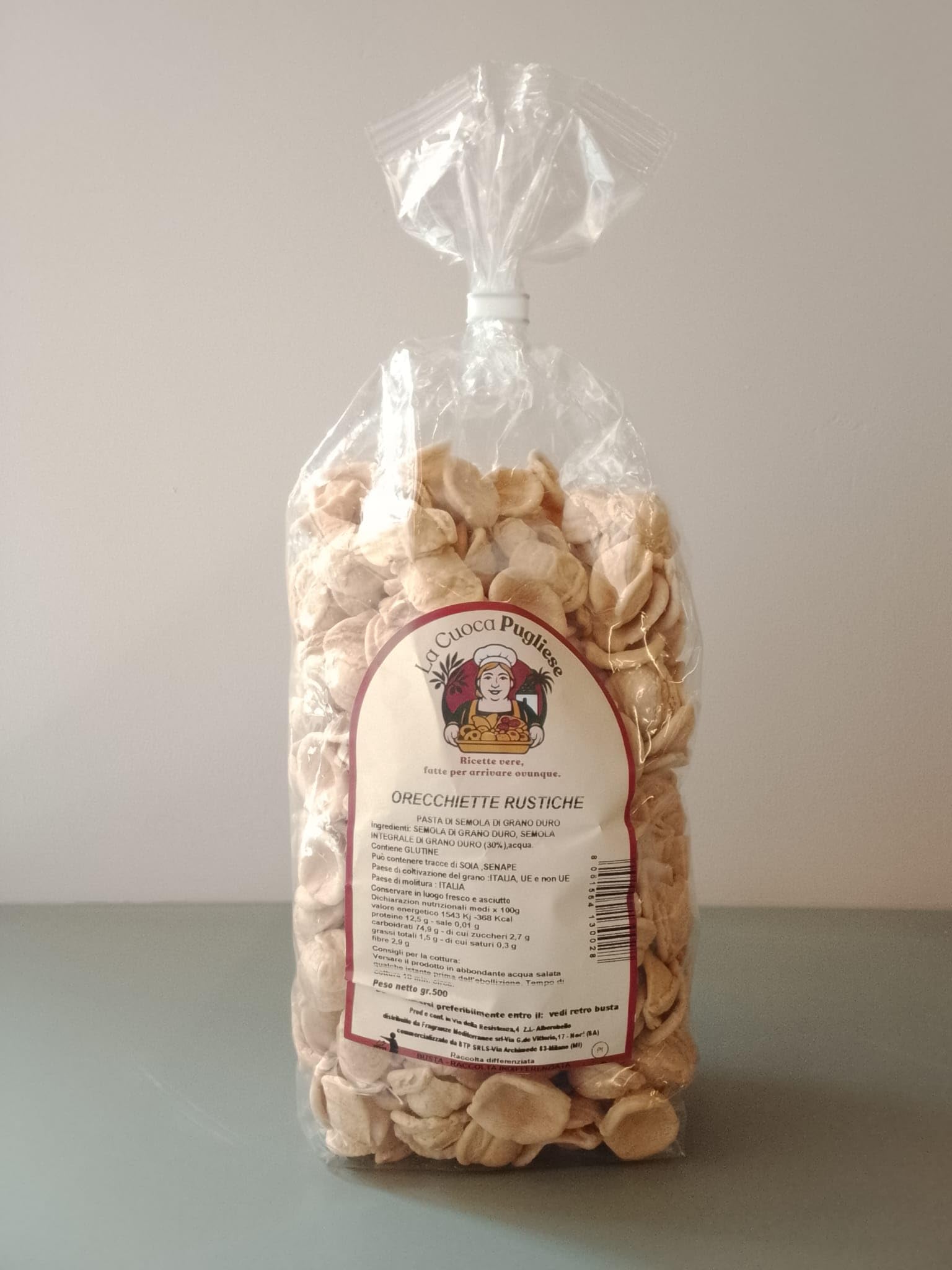 La Cuoca Pugliese - Orecchiette Rustiche, produzione artigianale pugliese, confezione da 10 pacchi x 500 g, pasta italiana