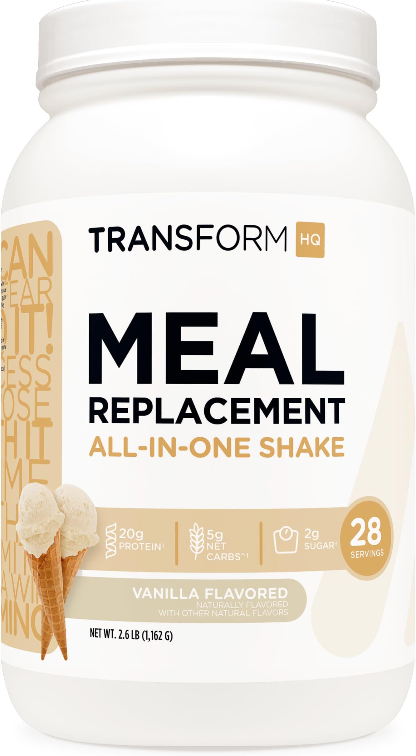 TransformHQ Meal Replacement Shake Powder 28 Servings (Vanilla) - Gluten Free, Non-GMO