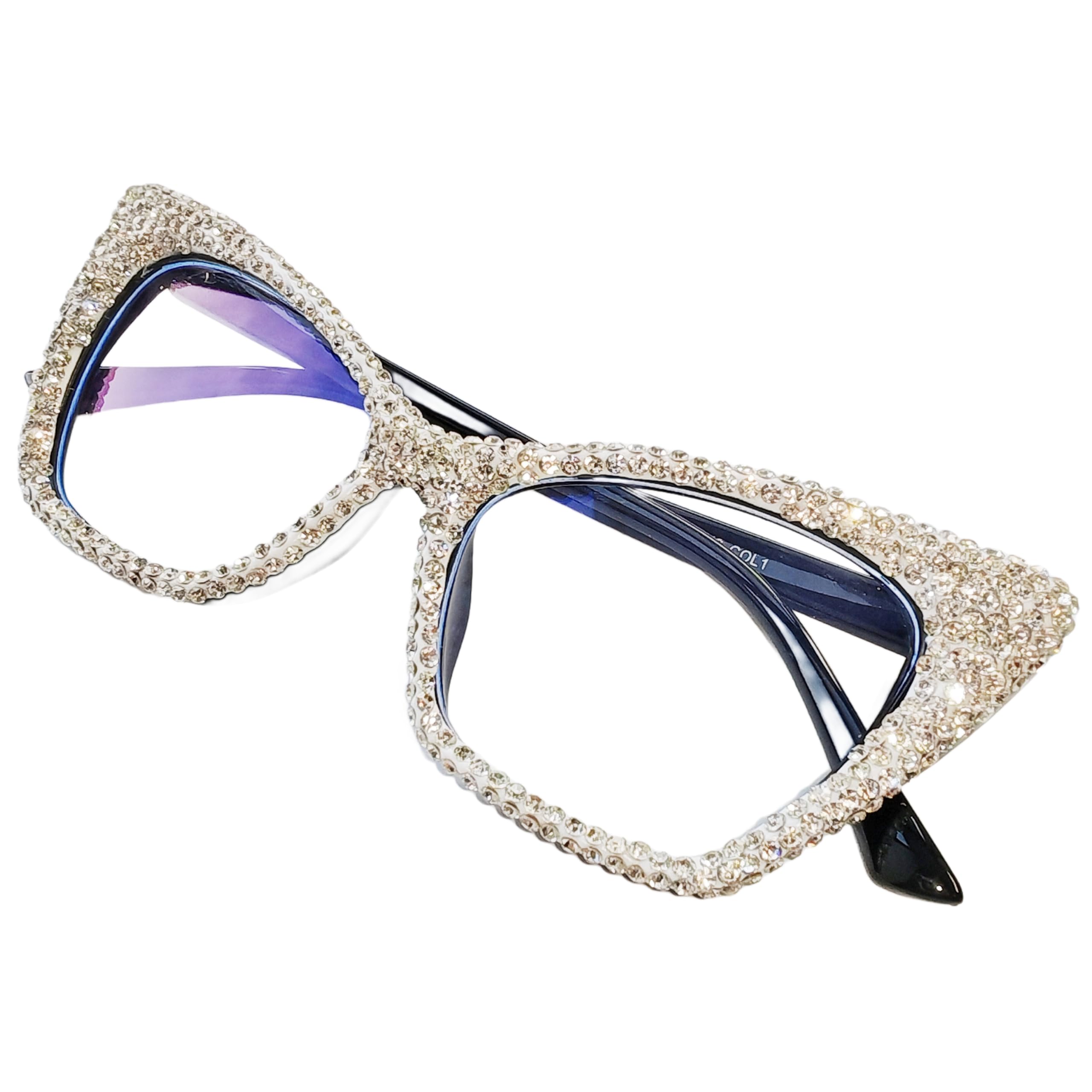 ICARA Rhinestone Cat Eye Reading Glasses Womens Cute Computer Blue Light Blocking Rhinestone Readers Glasses