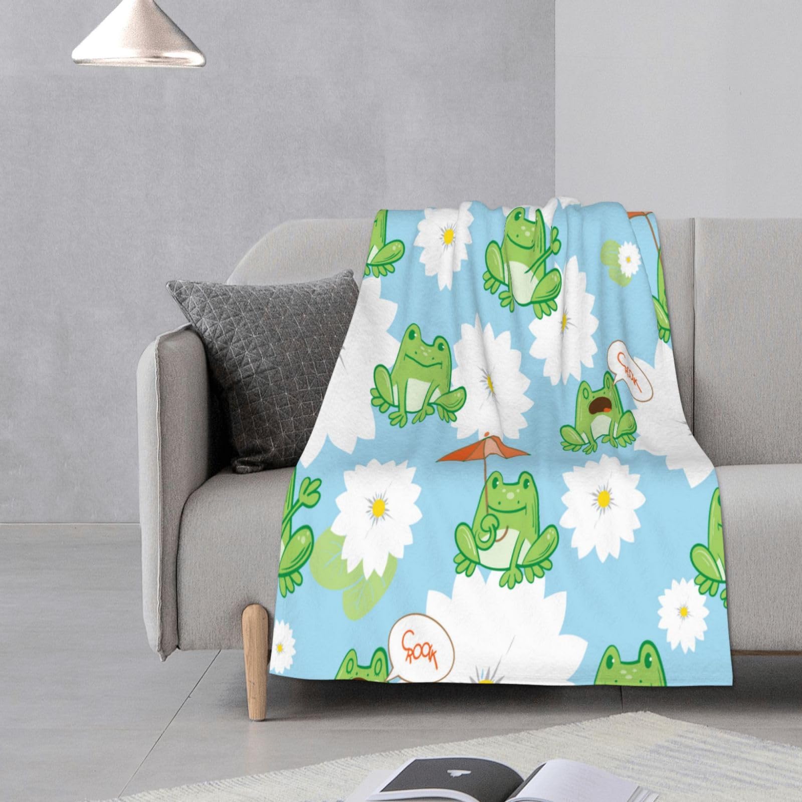 VODRM Coperta Carina con Rana Loves Frogs Regali per Bambini Donne Morbida Calda Leggera Accogliente Cartoon Animali Coperta da Lancio per Letto Soggiorno Divano Decorazione Compleanno 40x50in