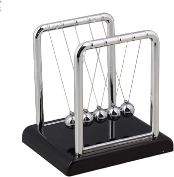 Classic Newtons Cradle Balance Balls Black Base and Silver Metal Ball for Science Desk Home Decoration