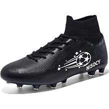 NISOCY Mens Soccer Shoes Football Cleats High-Tops Lace-Up Non-Slip Spikes AG/FG