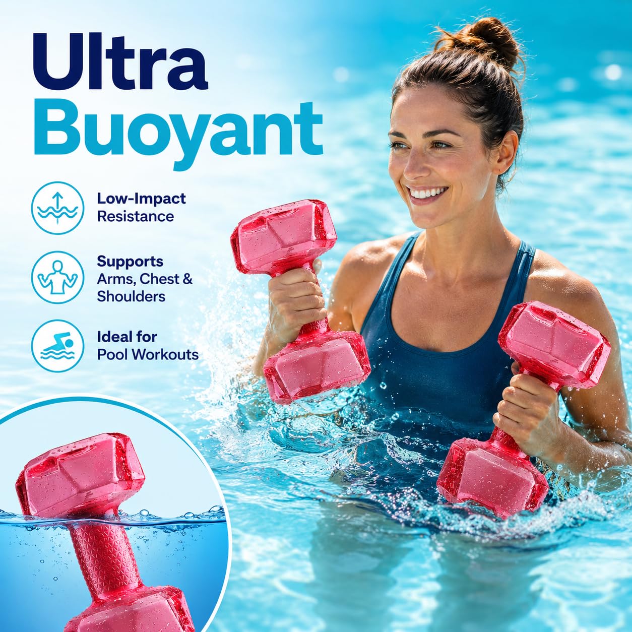 Lot de 2 Haltères de Natation, Haltères Remplissables à L'eau, Haltères pour Exercices Aquatiques, Poids D'eau pour Exercices en Piscine, Haltères de Fitness Aquatique, équipement de Sports Nautiques