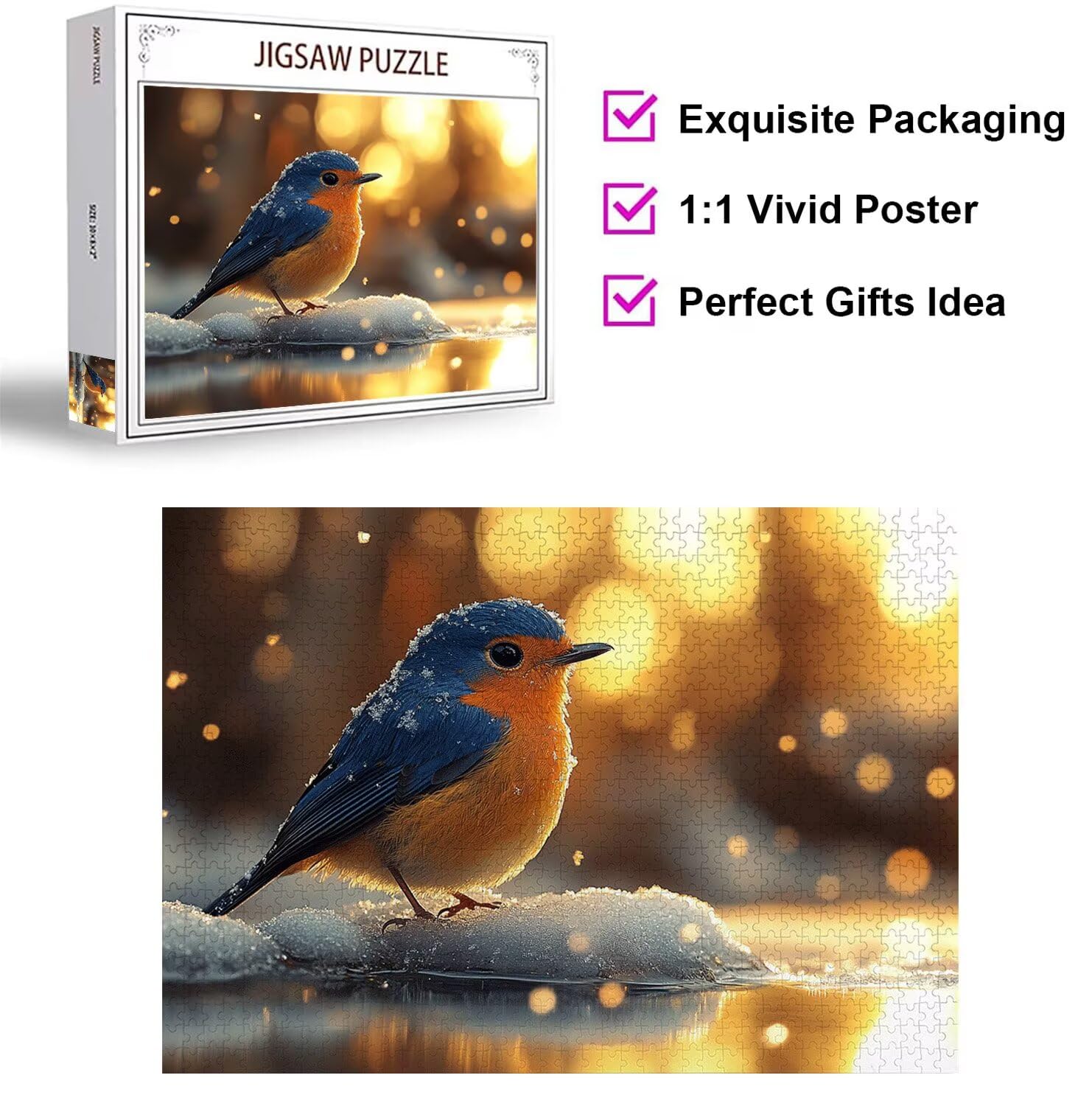Puzzle 1500 Pièces Adultes Moineau Puzzles Classiques Neige, n-473