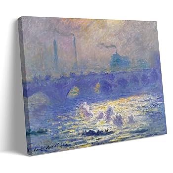 【美品】モネ 霧のウォータールー橋 レプリカ　額縁あり モネ『霧のウォータールー橋』複製画 【額入り】 絵画 〜ART