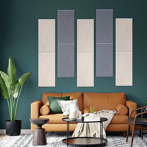Miniatura 3 de Paquete de 6 paneles acústicos, paneles decorativos absorbentes de sonido, azulejos de pared de fieltro de pared, ideales para reducir el eco y el