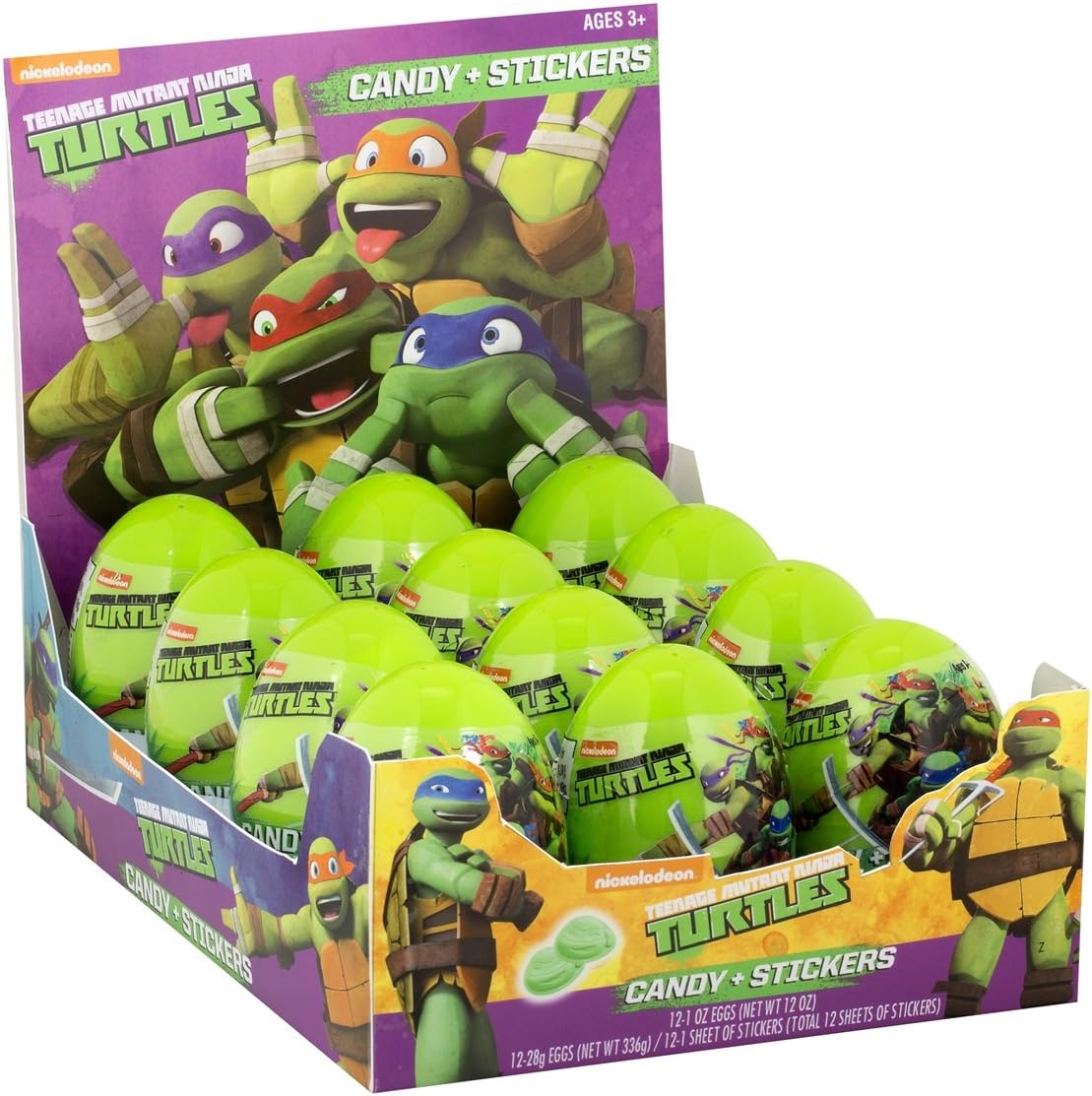 TMNT Party Favors, Teenage Mutant Ninja Turtles Candy and Sticker Filled Easter Eggs, Pack of 12