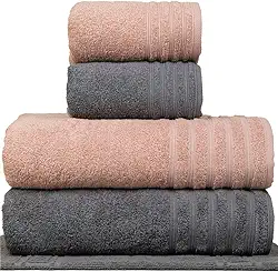 Jogo de Toalha Gigante Fio Penteado 5 Peças - Julia (Chumbo + Rosa)