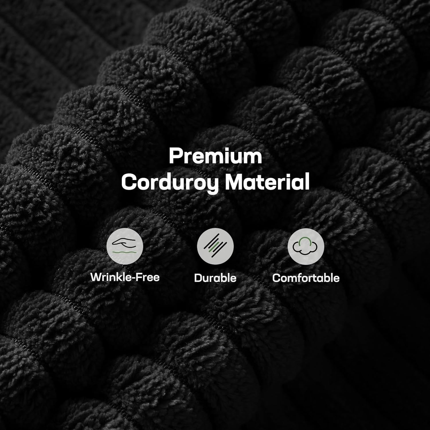 Marsail Futon Sofa Bed, 66” Futon Couch with Adjustable Backrest & Armrests, Convertible Small Sleeper Sofa Bed for Small Apartments, Study Room, Office, Corduroy Loveseat, Black
