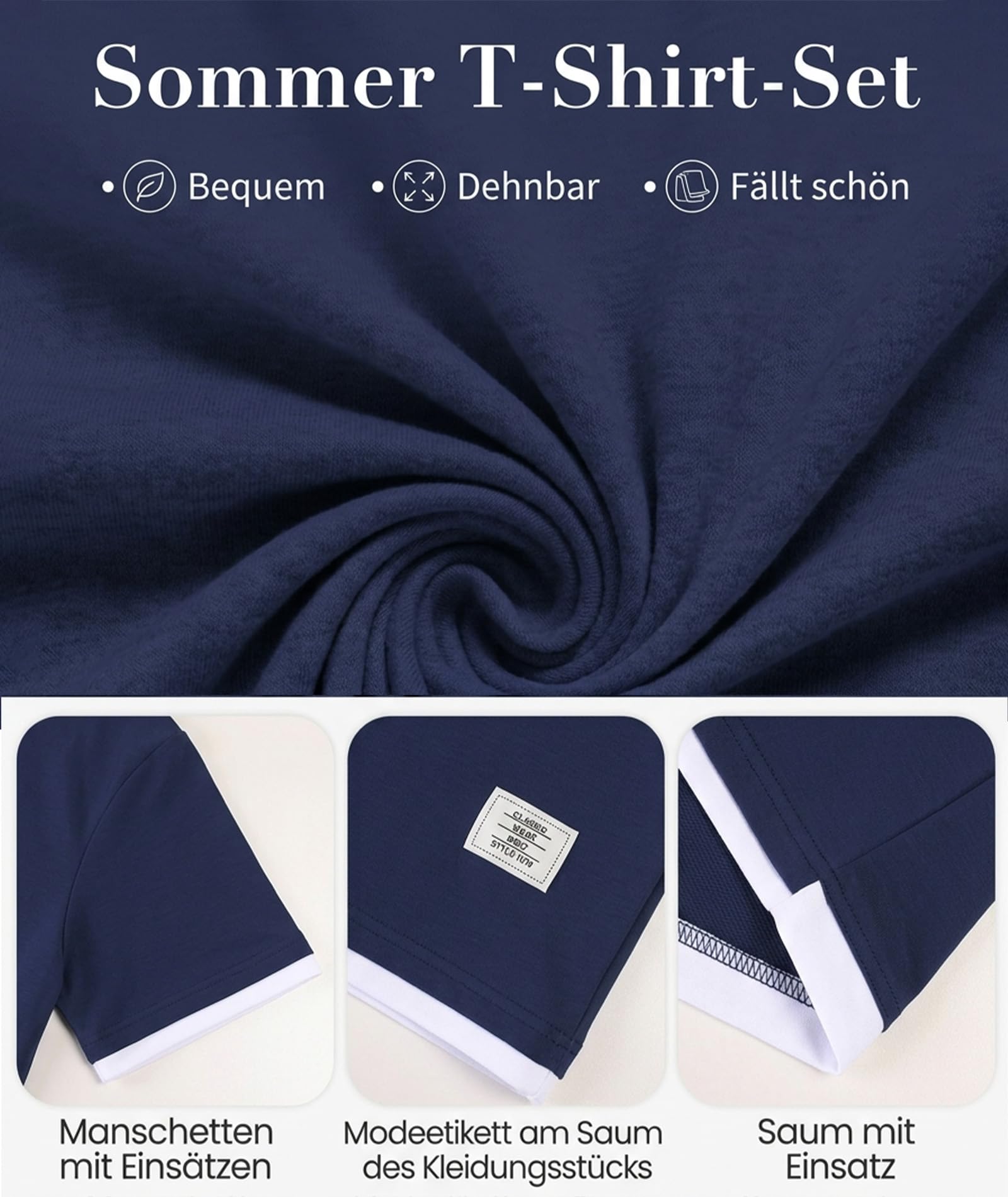 Ekaliy Elainone Ensemble d'été pour homme - T-shirt à manches courtes et short - 2 pièces - Sans plis - Avec bloc de couleurs - Combinaison de loisirs pour le quotidien et les vacances - 2