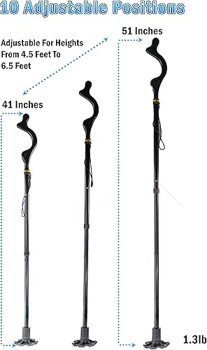 Miniatura 3 de Bastón de caminar con corrección de postura para hombres y mujeres equilibrio especial bastón de bastón 10 alturas ajustables bastón plegable
