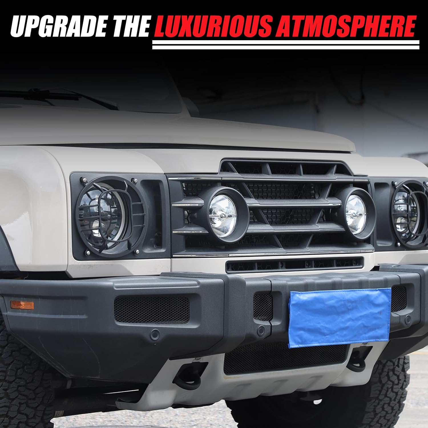 Headlight Guard Compatible with INEOS Grenadier 2020-2025 Accessories, Front Headlight Lamp Guard Trim Protector Cover, Headlight Cover Trim Guards Bezels Cover, Aluminium Alloy (Matt Black)