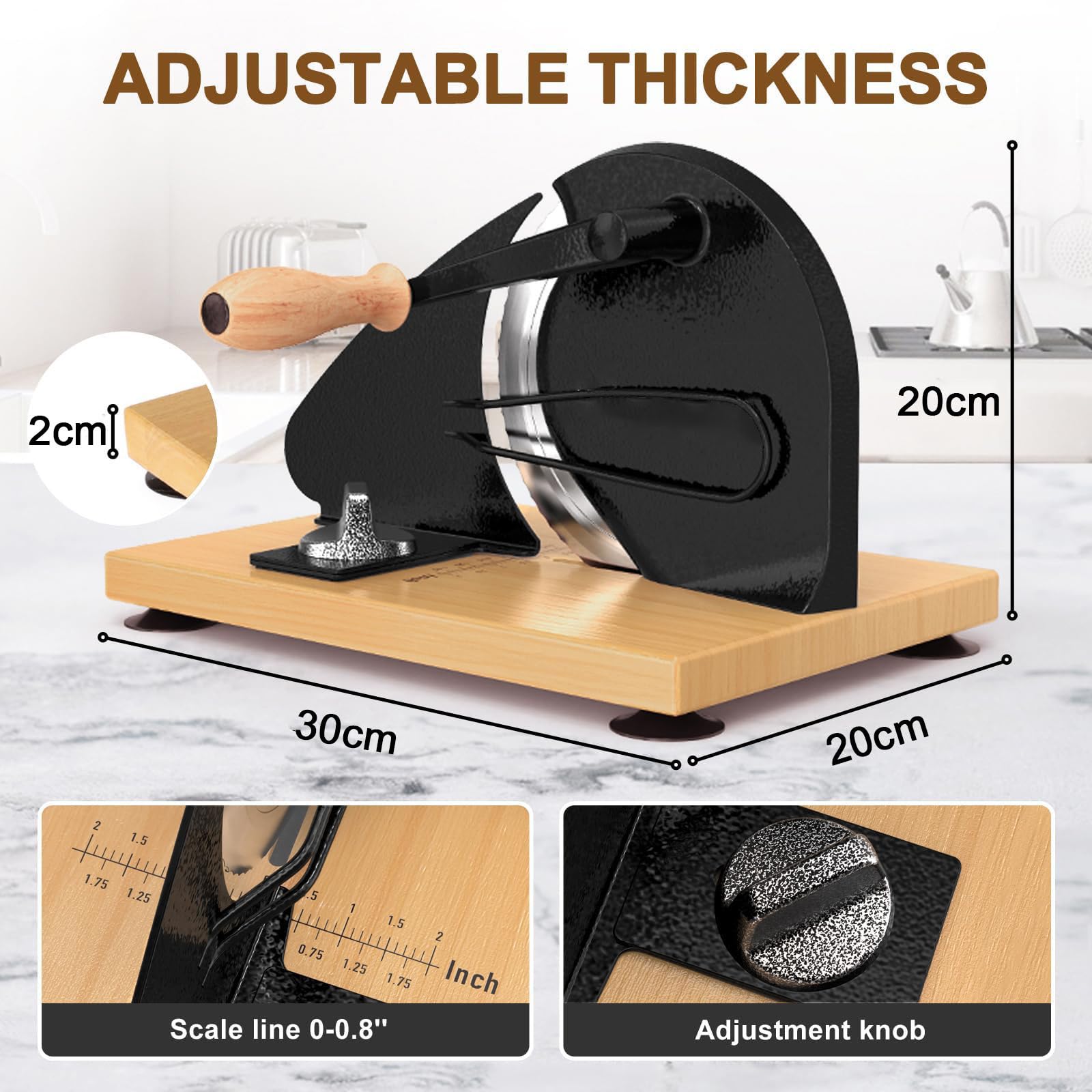 Cortador de pan, cortador manual de ancho ajustable para pan de masa madre casero, diseño versátil de manivela para un corte preciso