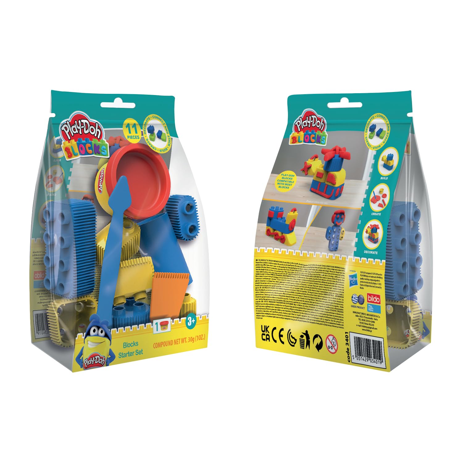 Grandi Giochi Play Doh Blocks Pld05000-Juego básico de 11 Piezas con construcción y Pasta para modelar (PLD05000)