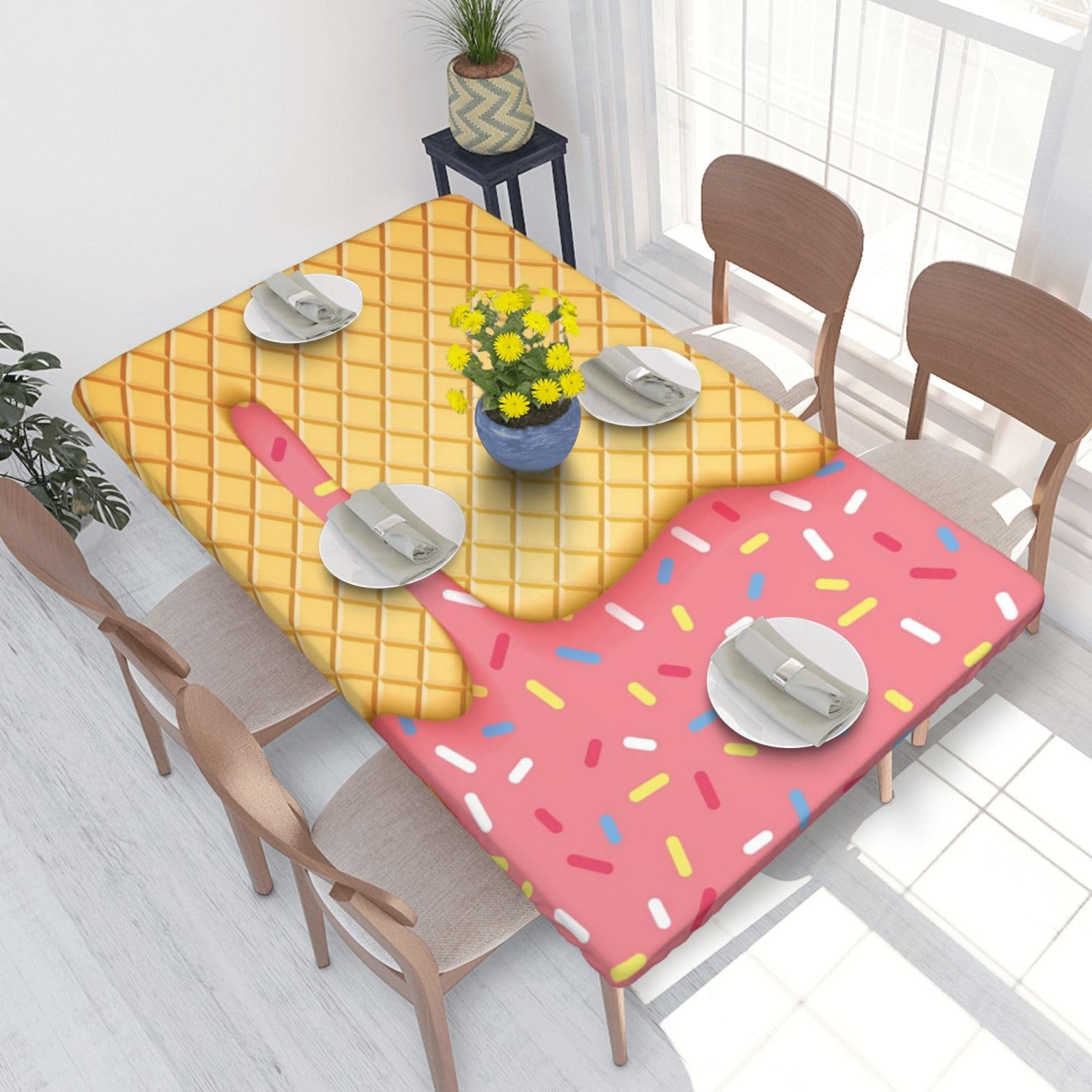 WKSGDSG Fitted Tablecloth For Dining Room 4ft, Elastic Edged Table Cover