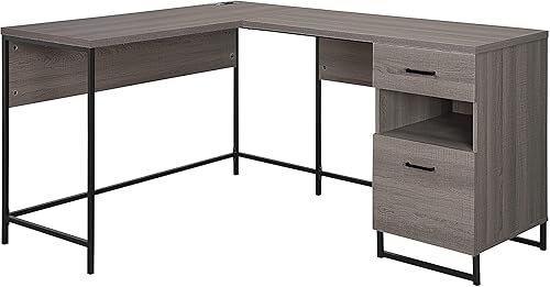 Miniatura 4 de OSP Home Furnishings Hagney Lane Escritorio en forma de L con CA y concentrador de alimentación USB y almacenamiento, roble de granja