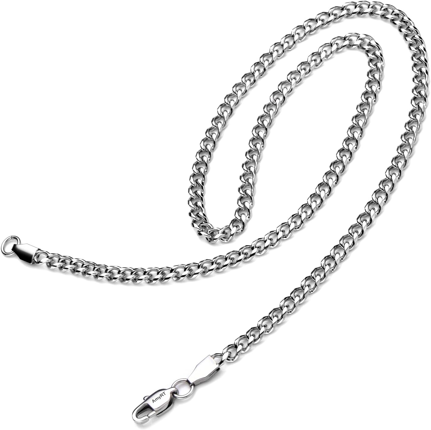 Jewelry 4.5mm Titanium Steel Mens Beveled Curb Link Chain Silver Gold Necklace 16 to 30 in