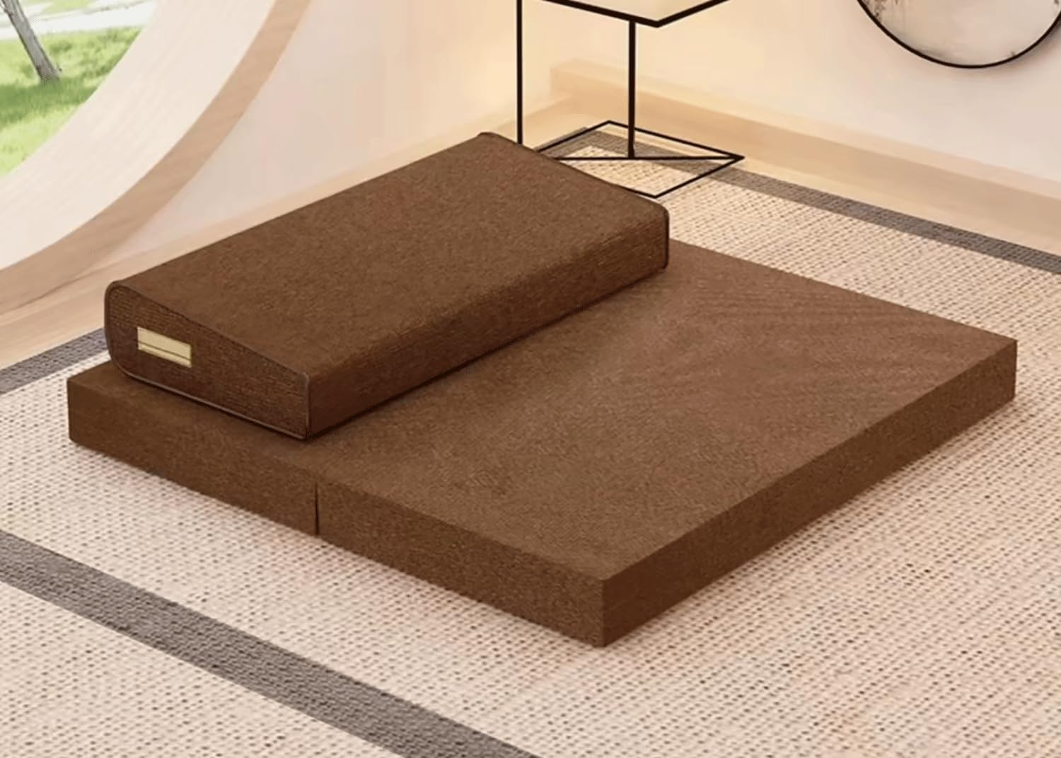 Colchonetas De Meditación Grandes, Alfombrillas De Meditación, Futones, Plegado Doméstico, Telas Engrosadas, Palma De Coco, Alfombrillas De Rodillas(Size:80x80cm(31x31inch),Color:Coffee color-2)