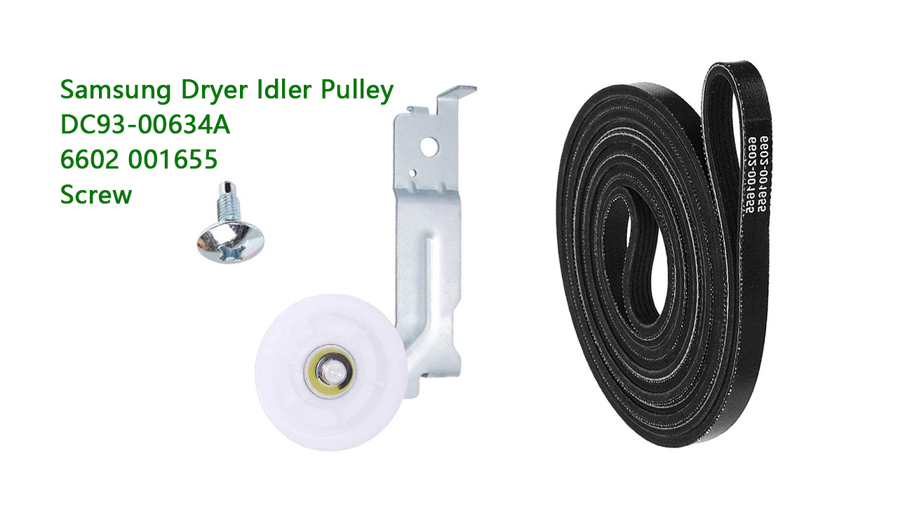 Image of Upgraded Pulley Belt Parts for Samsung Dryer, 6602 001655 Dryer Belt and DC93-00634A Idler Pulley [Enhanced ],DC61-01215B Tension Spring,Replacement dv45h7000ew,dv48h7400ew,dv42h5000ew,dv48j7700ew