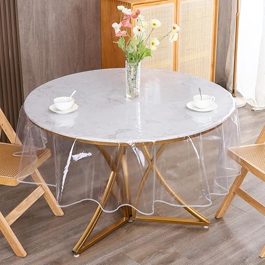 Clear Round Plastic Tablecloth Protector Waterproof Oil