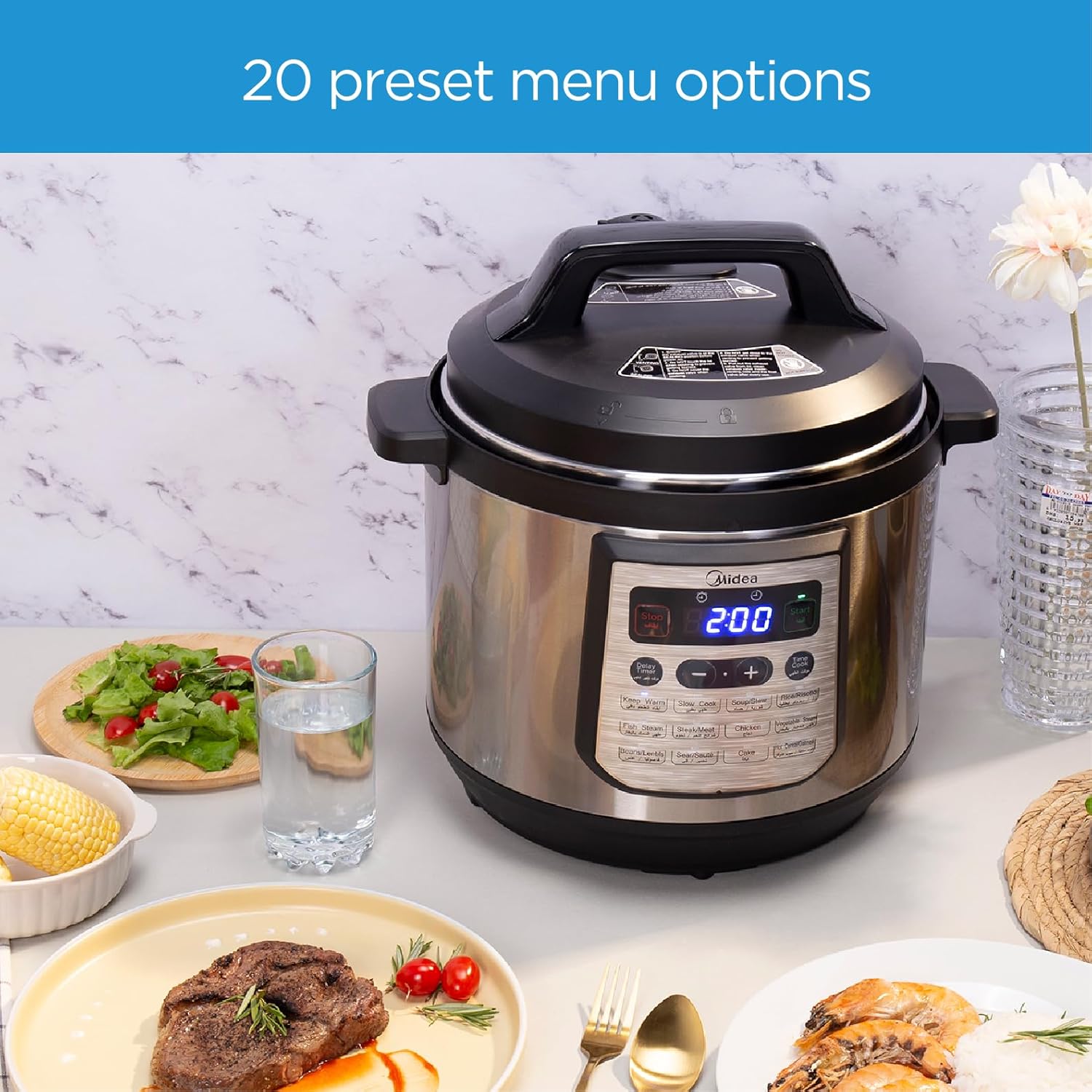 Midea Pressure Cooker with 20 preset menu options