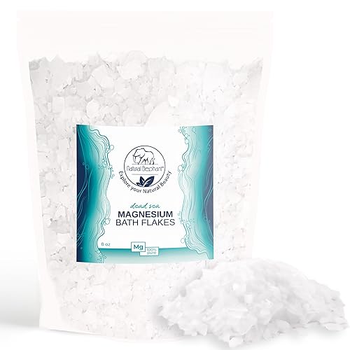 Miniatura 1 de Natural Elephant Copos de baño de magnesio del Mar Muerto, 8 onzas, tamaño de viaje (8.01 oz), cloruro de magnesio puro para cuerpo y pie, alta