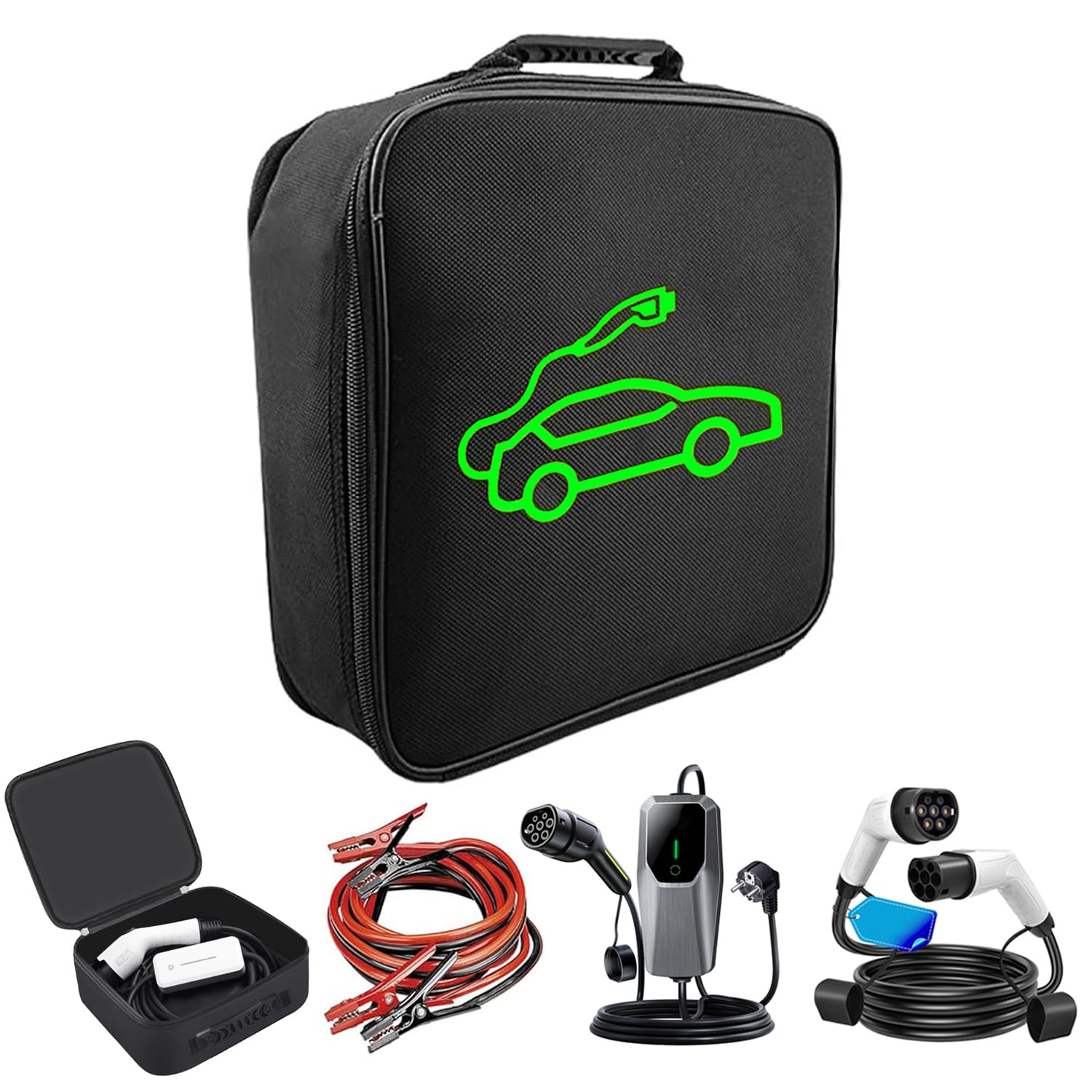 EV - Funda resistente para cable de carga de nailon 1680D, bolsa de almacenamiento tipo 1/tipo 2, waterproof y anti-golpes, ideal para maletero, garaje o viaje