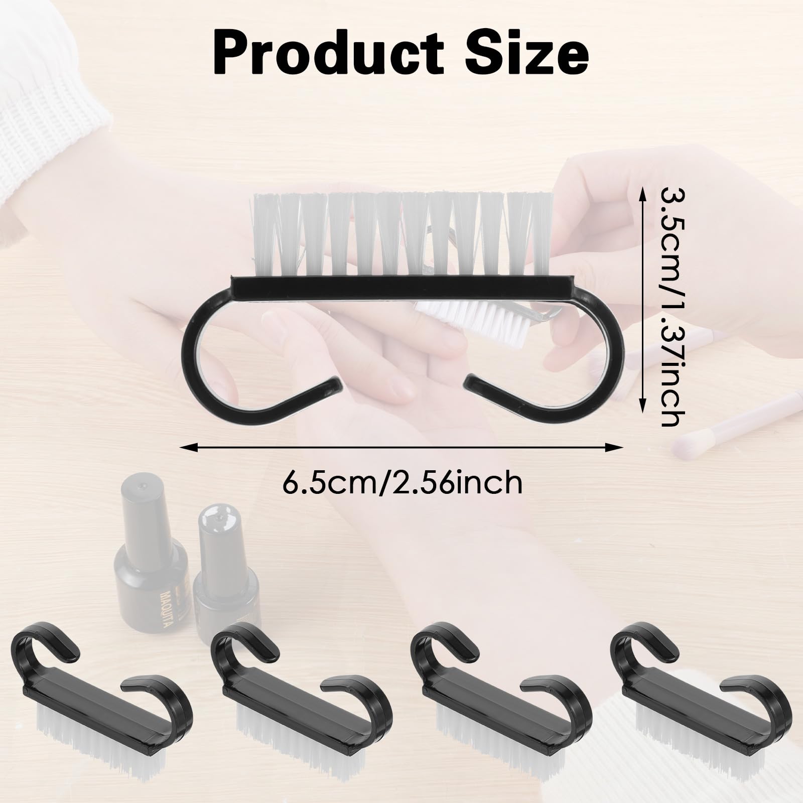 Lot de 20 brosses à ongles avec poignée - Noir - Mini brosse à ongles avec poignée - Pour manucure, exfoliant et nettoyage des ongles