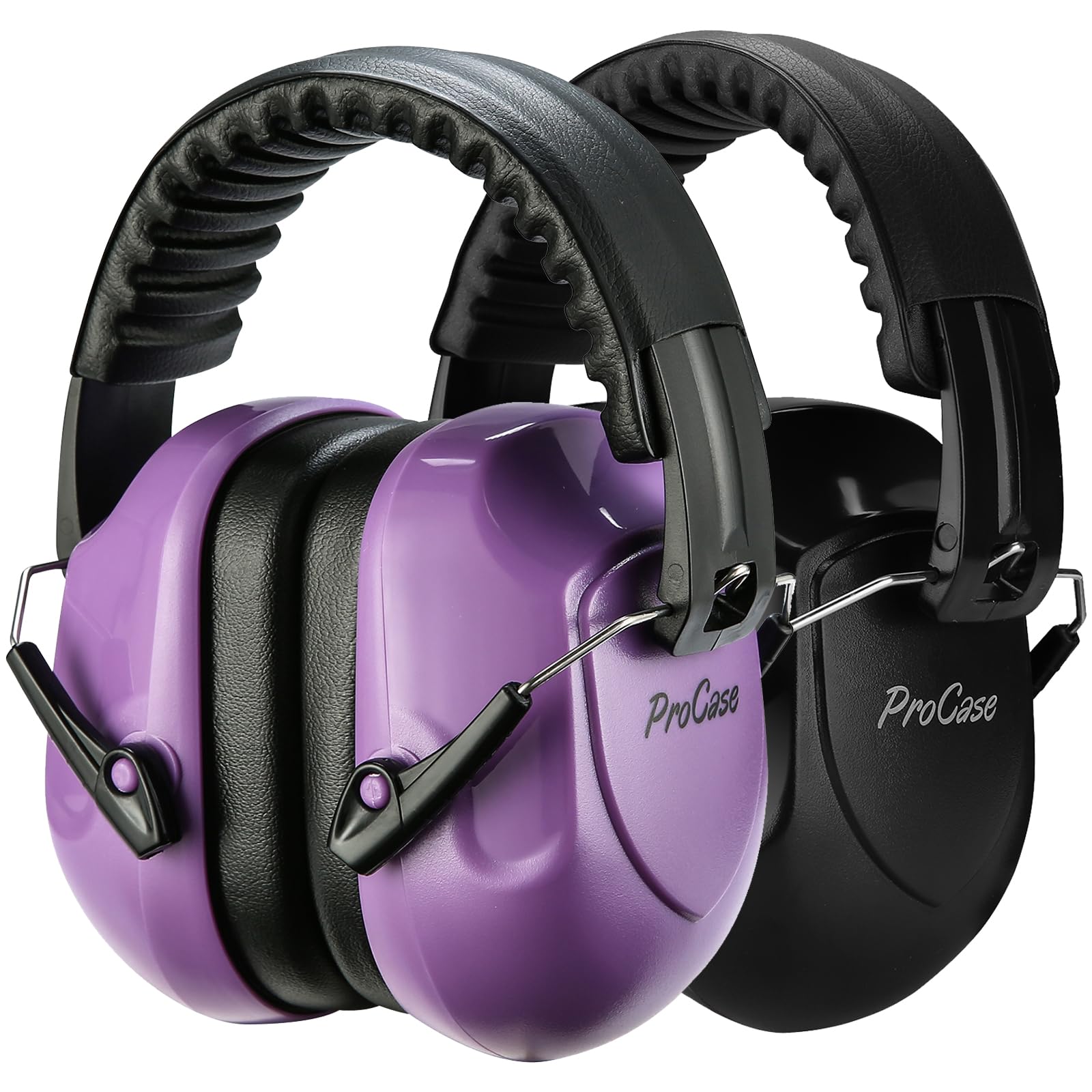ProCase Noise Reduction Ear Muffs, Sound Proof Ear Protection, NRR 28dB Noise Cancelling Headphones for Adults Kids Autism, Hearing Protection for Mowing -2 Packs, Purple&Black