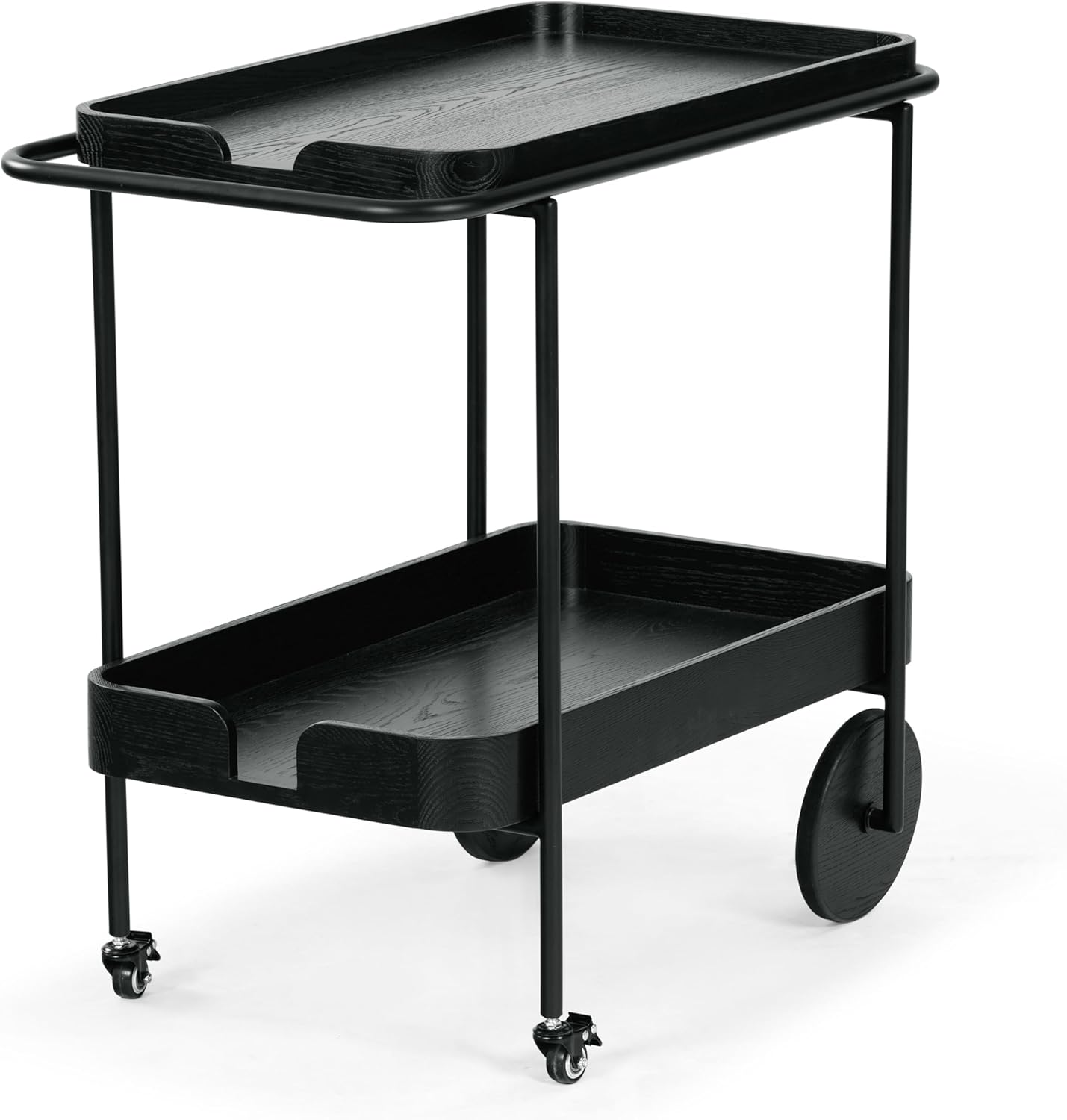 SAFAVIEH Couture Collection Malek Black 2-Shelf Bar Cart with Wheels