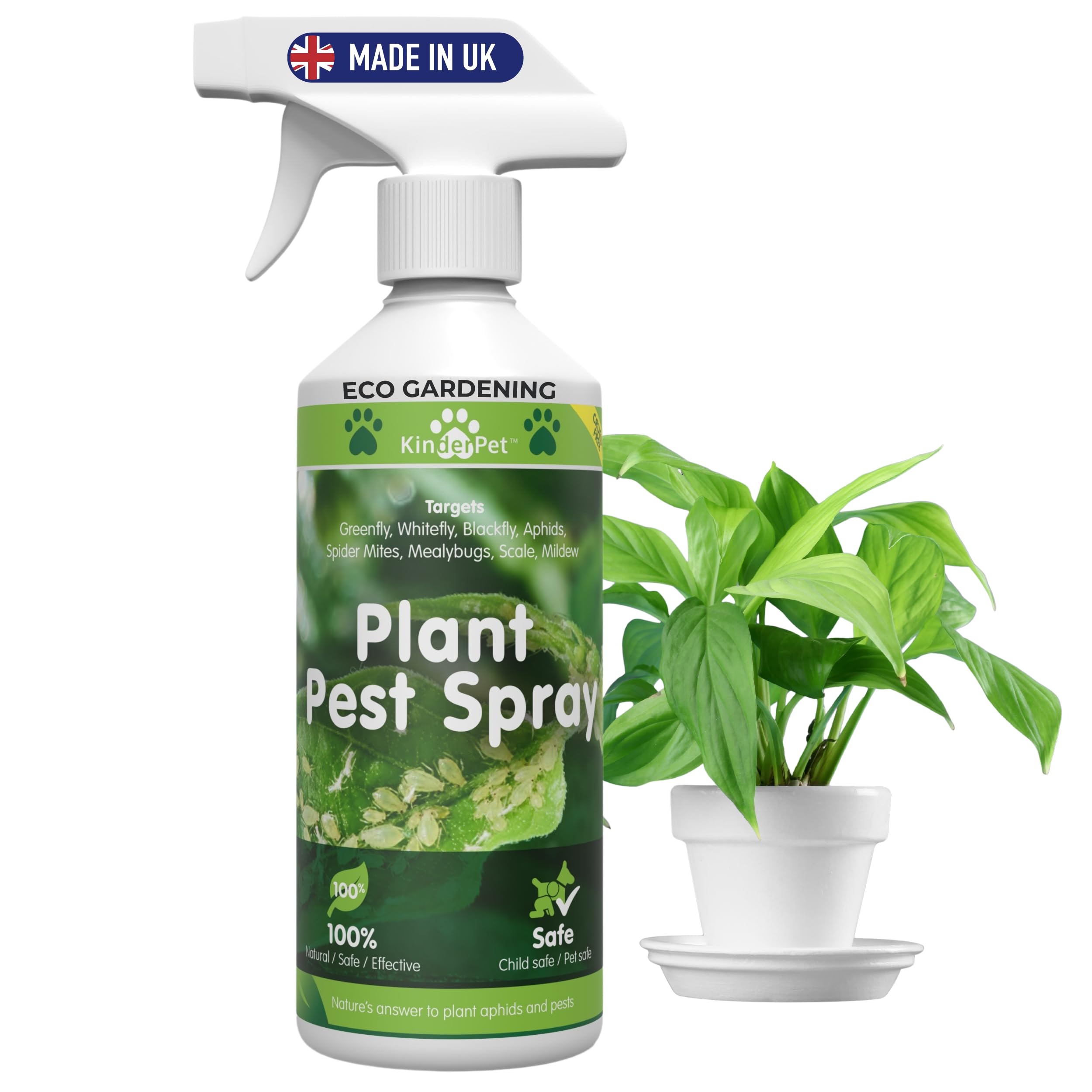 Natural Organic Plant Spray, Flowers, Fruit, Vegetables, Pest Bug Control, Greenfly, Blackfly, Aphids, Whitefly, Spider Mites, Mealybugs, Scale, Mildew, Indoors Outdoors Gardening 500ml