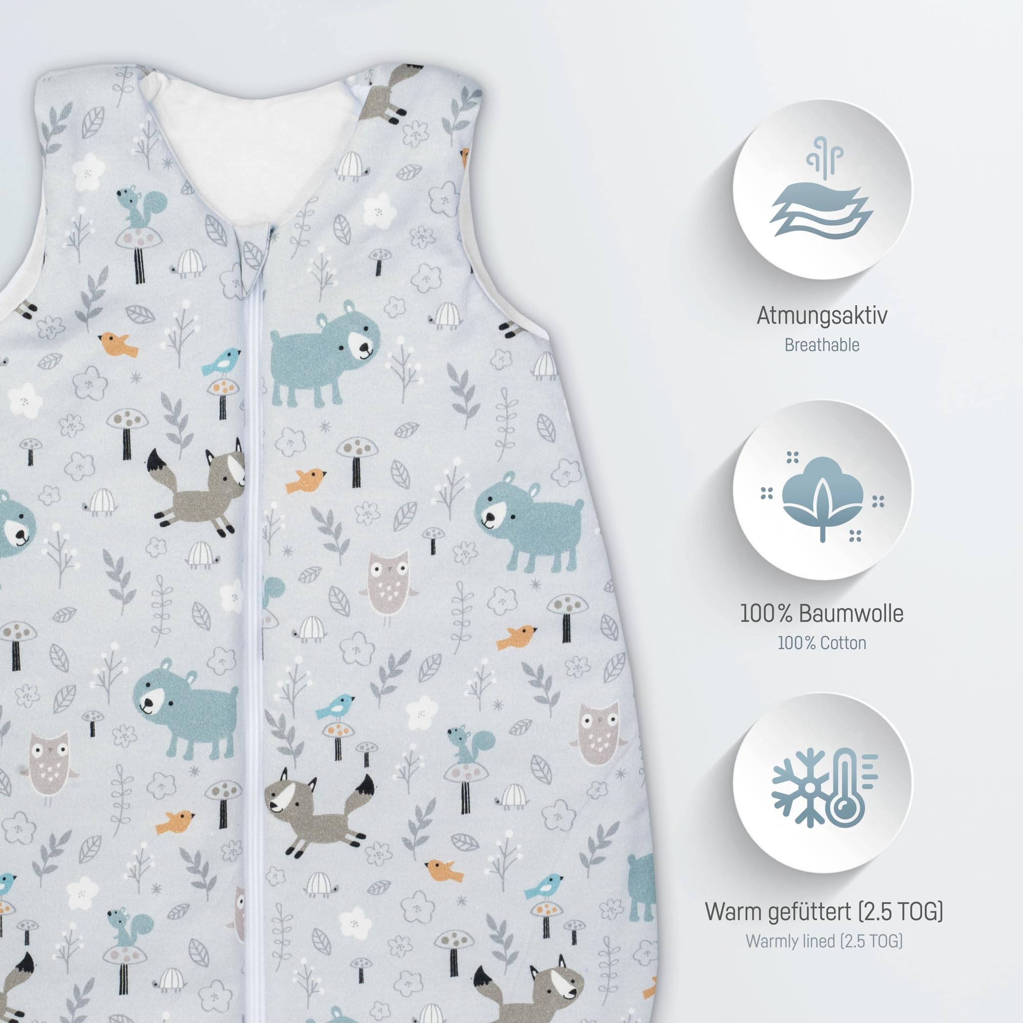 Julius Zöllner Julius Zöllner Baby Sommerschlafsack Aus 100prozent Jersey Baumwolle 0,5 Tog Sacco a pelo per tutto l'anno Unisex - Bimbi 0-24 (Pacco da 1)