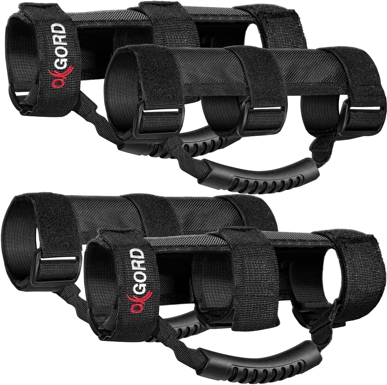 OxGord Roll Bar Grab Handle Grips Set for Jeep, UTV, & ATV - Original Design - Strap Fits 1 1/2 to 3 Inch Bars - Pack of 4, Black