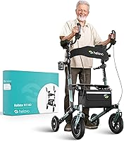 Helavo H1160 All-Terrain Upright Walker with Seat, Flat-Free Tires - Tall Stand-Up Rollator for Seniors