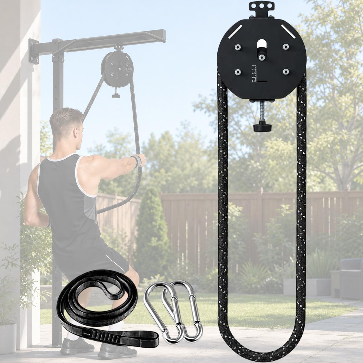 Niekończący się trener linowy, przenośny system koła pasowego, system maszyn linowych, maksymalny opór 20 kg, trening fitness do ćwiczeń, ramion, pleców, koordynacji ciała
