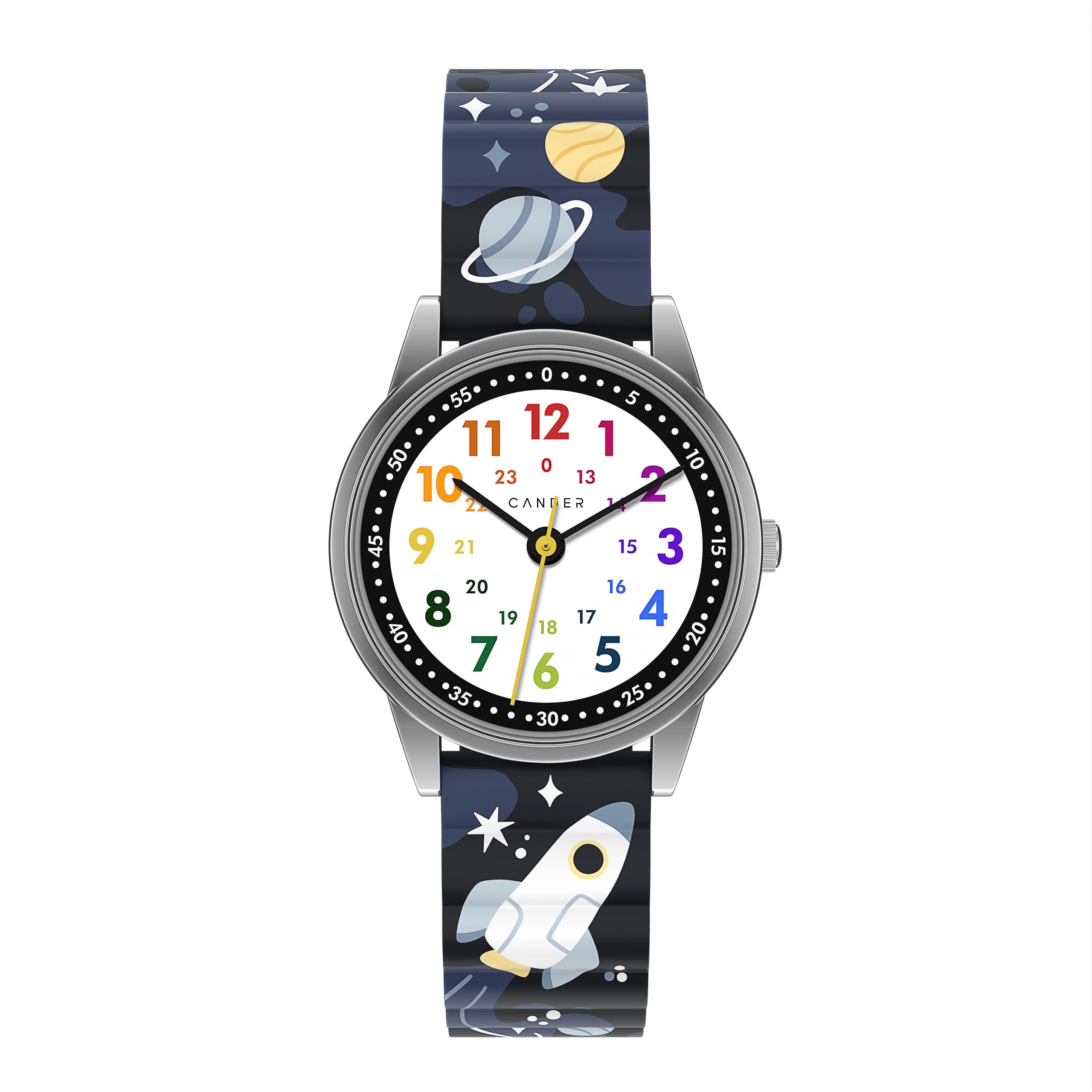 Cander Berlin MNA 0230 E Kinderhorloge, klittenband, polshorloge, kinderen, meisjes, 3 ATM, leerhorloge, leren, waterdicht, analoog, eenhoorn